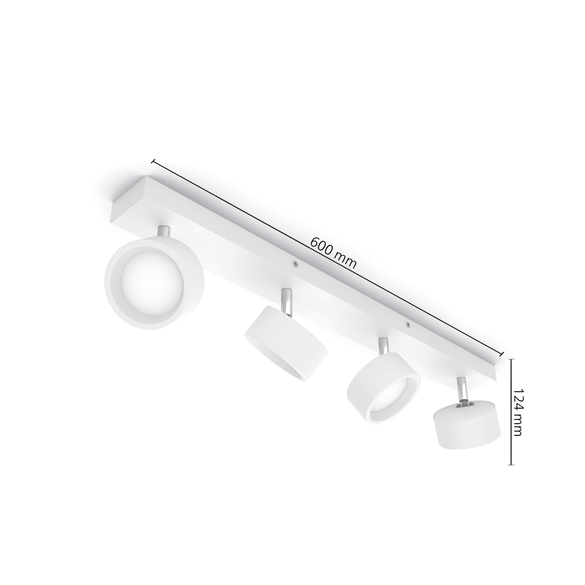 Philips Barra de Iluminación Bracia, con 4 Focos, 5.5W, 550 lm Luz Blanca Cálida 2700k, Blanco