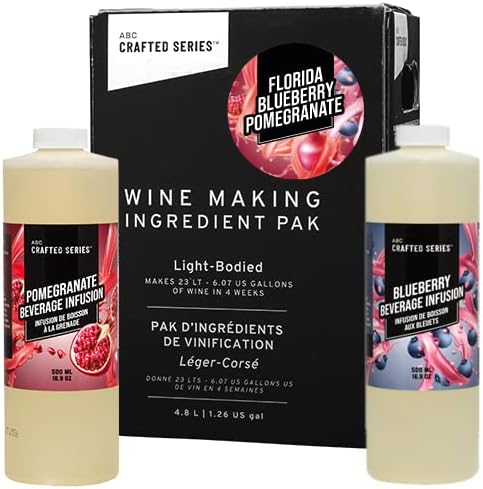 ABC Premium Kit de elaboración de vino de frutas para hacer hasta 30 botellas6 galones de vino de frutas (arándanos de Floridagranada)