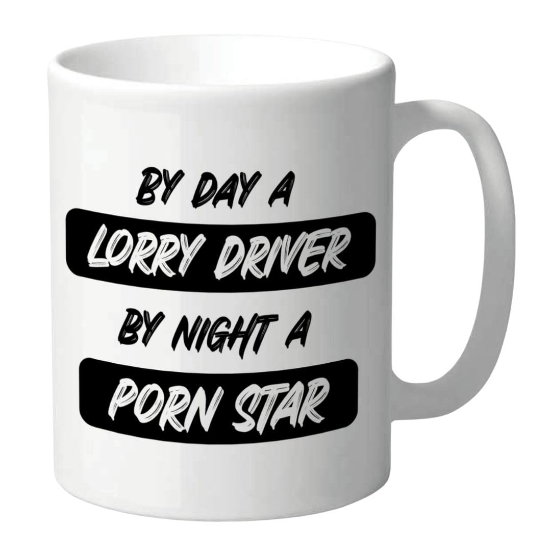 Wanky Candles Men's White Funny Lorry Driver Mug For Rude Work Mug For Him, Truck Driver Birthday Or Christmas Mug, Cheeky Novelty Coffee Cup Cmug139