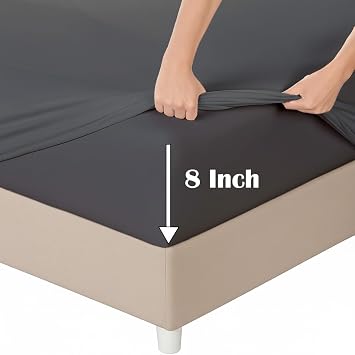 SKY BEDDINGS Sleeper Sofa Queen Sheets Sets, 8 Deep Pockets, Dark Grey
