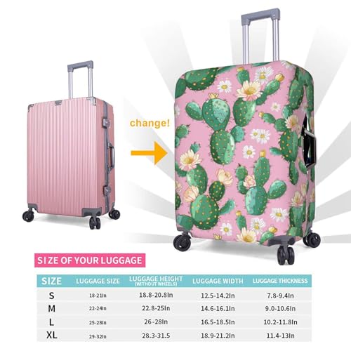 Green Pink Cactus Flower Luggage Cover Washable Suitcase Cover Anti-Scratch Luggage Protector Covers Elastic Suitcase Identify L fits 25-28 Inch Luggage2
