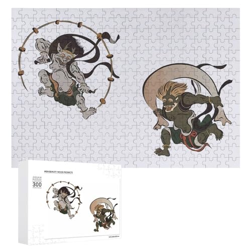 風神と雷神 浮世絵 和風ジグソーパズル 木製 キャラクター パズル 壁飾り 減圧 レジャー 初心者向け 子供 誕生日 プレゼント300 PCS