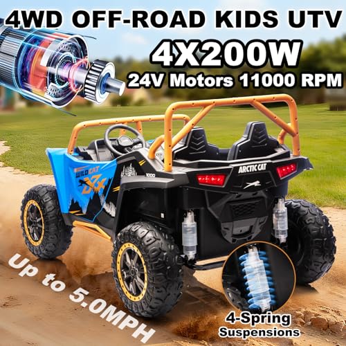 Image of NEWQIDA XXXL 24V Ride on Toys for Big Kids UTV Licensed Arctic CAT, Blue