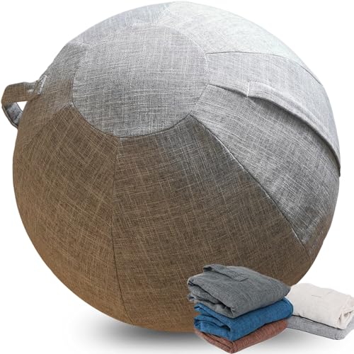 AOLIAZMAX Sitting Ball Chair, Birthing Ball Pregnancy, Exercise Ball Office and Desk, with Stability Ball Cover, Ball Chairs Office Balance Ball Chair with Attractive Cover Seat(Gray,75CM)