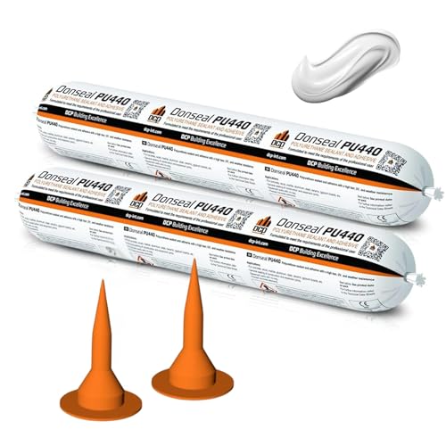 Image of DCP Donseal PU440 Polyurethane Sealant for Concrete, Sidewalk 2 Pack - Expansion Joint Filler, Non-Sag Caulk for Foundation, Walls, Sausage, 20.2 fl oz - White, Pack of 2