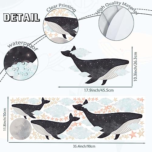 Vinilo Decorativo Ballena Acuarela para Pared 36x12 pulg miniatura 6