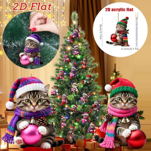 3 Inch 2D Acrylic Cute Kitty Christmas Hanging Ornaments for Xmas Tree，A - image 4
