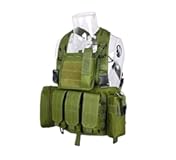 RRV Chest Rig MOLLE Vest with 4 Pouches Lightweight Adjustable Low Profile Plate Carrier with Webbing Mag First Aid Pouch