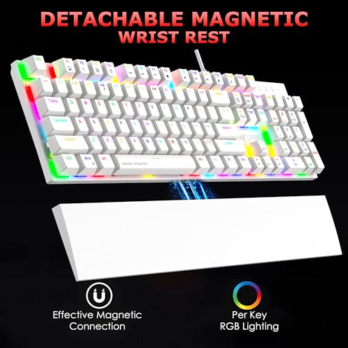 Image of Ant Esports MK4100 RGB Mechanical Gaming Keyboard, Outemu Red Switches Linear & Silent - Chroma RGB - Magnetic Wrist Rest - Double Shot ABS Keycaps, Hot Swappable Switches - Mercury