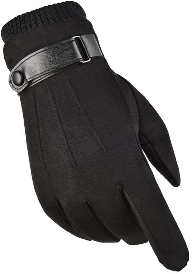 Guantes de equitación para hombre, piel de terciopelo, pantalla táctil, más terciopelo, gruesos, otoño e invierno, cálidos, para conducir, deportes al aire libre