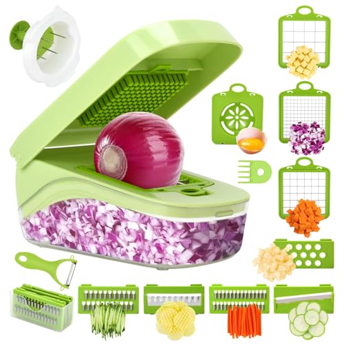 14-in-1 Vegetable Chopper, Multifunctional Veggie Onion Chopper Food Chopper with Container...
