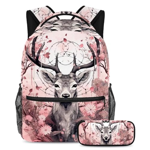 Ensemble de cartables Beau cerf avec sac à dos scolaire et trousse pour filles et garçons
