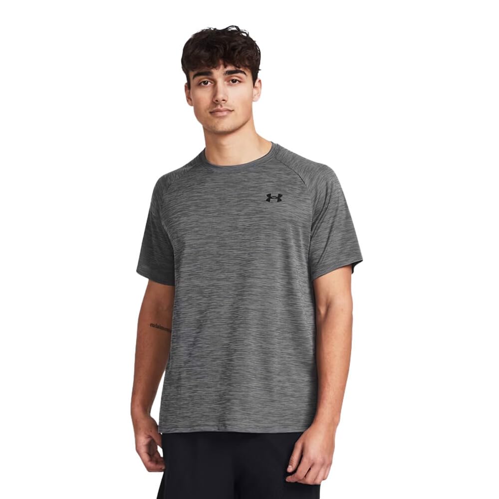 Under Armour Men's Ua Tech Textured Ss T-Shirt, Castlerock / / Black, M