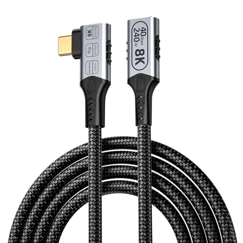 BAWIOFIAU right angled usb verlängerung langer 2 M Kompatibel für thunderbolt 4 verlängerung,USB C anf USB C Lade Kabel 40Gbps,8k/4k@60hz video,90 grad usb c verlängerungskabel 240w.