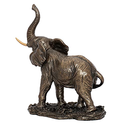 Image of eCraftIndia Handcrafted Resin and Bronze Trunk Up Elephant Statue | Animal Figurine Decorative Showpiece for Home, Living Rooms, Office, Entryways, Or Libraries for Elephant Lovers