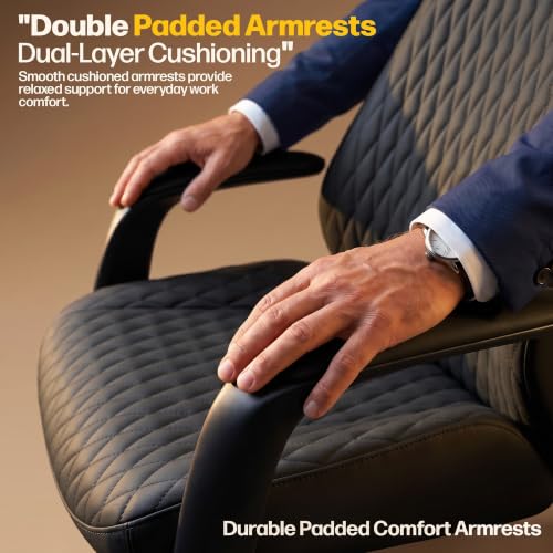 Image of DROGO Levante Ergonomic Office Chair for Work from Home with Bionic Curve Design | High Back Executive Boss Chair, Double Padded Armrest, Genuine Vegan Leather, Heavy Metal Base, 145 Recline (Black)