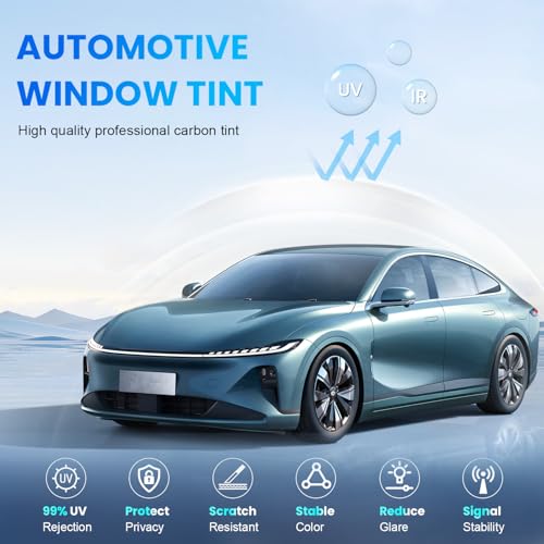 Image of Car Window Tint 20% VLT - 20 inch in x 10' Ft Nano Carbon Window Tint Privacy Film for Car, Heat & UV Blocking, Glare Reduction and Scratch Resistant Automotive Tinting Roll