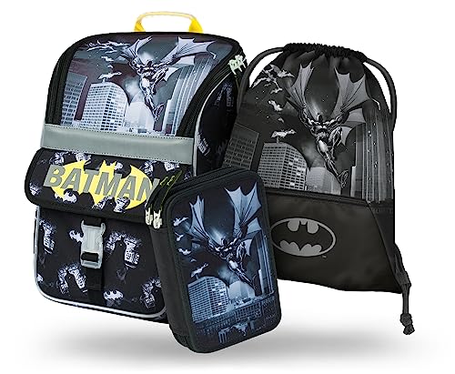 Baagl Schulranzen Jungen Mädchen Set 3 Teilig, Zippy Schultasche für 1. Klasse, Grundschule Ranzen Tornister mit Brustgurt, Ergonomischer Schulrucksack (Planeten)