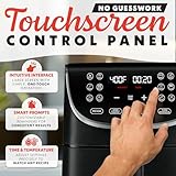 Gourmia Air Fryer Oven Digital Display 7 Quart Large AirFryer Cooker 12 Touch Cooking Presets, XL Air Fryer Basket 1700w Power Multifunction GAF716 Black and Stainless Steel Accents FRY FORCE 360°