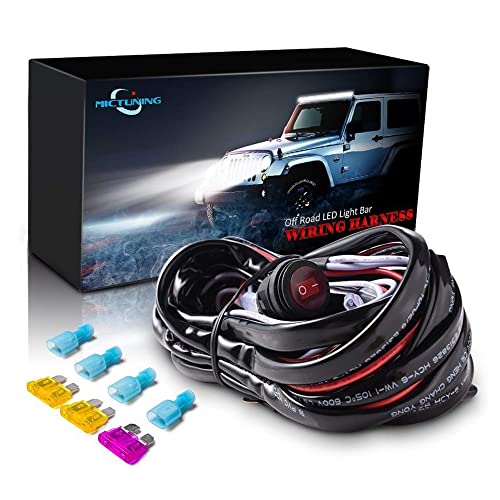 MICTUNING 180W Faisceau Electrique Faisceau de Câblage avec Relais et Interrupteur Etanche 12V 40A pour Projecteur de Travail LED (Câble de 3m) Cover