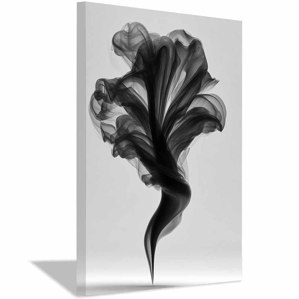 TODOAA Abstractos Blanco Y Negro Cuadros PóSteres Arte facial de humo negro imágenes estéticas,decoración de pared bohemia para salón o dormitorio（Blanco-80x120cm Enmarcado