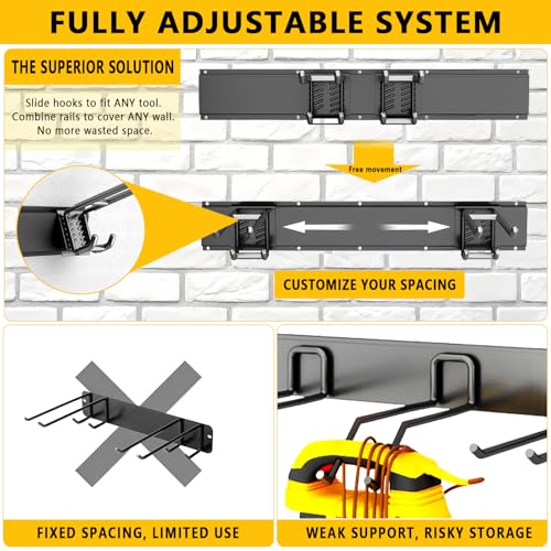 Garage-Tool-Organizer-Wall-Mount-48inch-Heavy-Duty-Garage-Storage-System-and-Garden-Tool-Organizer-with-6-Adjustable-Double-Hooks-for-Shovel-Snowboard-Yard-Tools-and-Shed