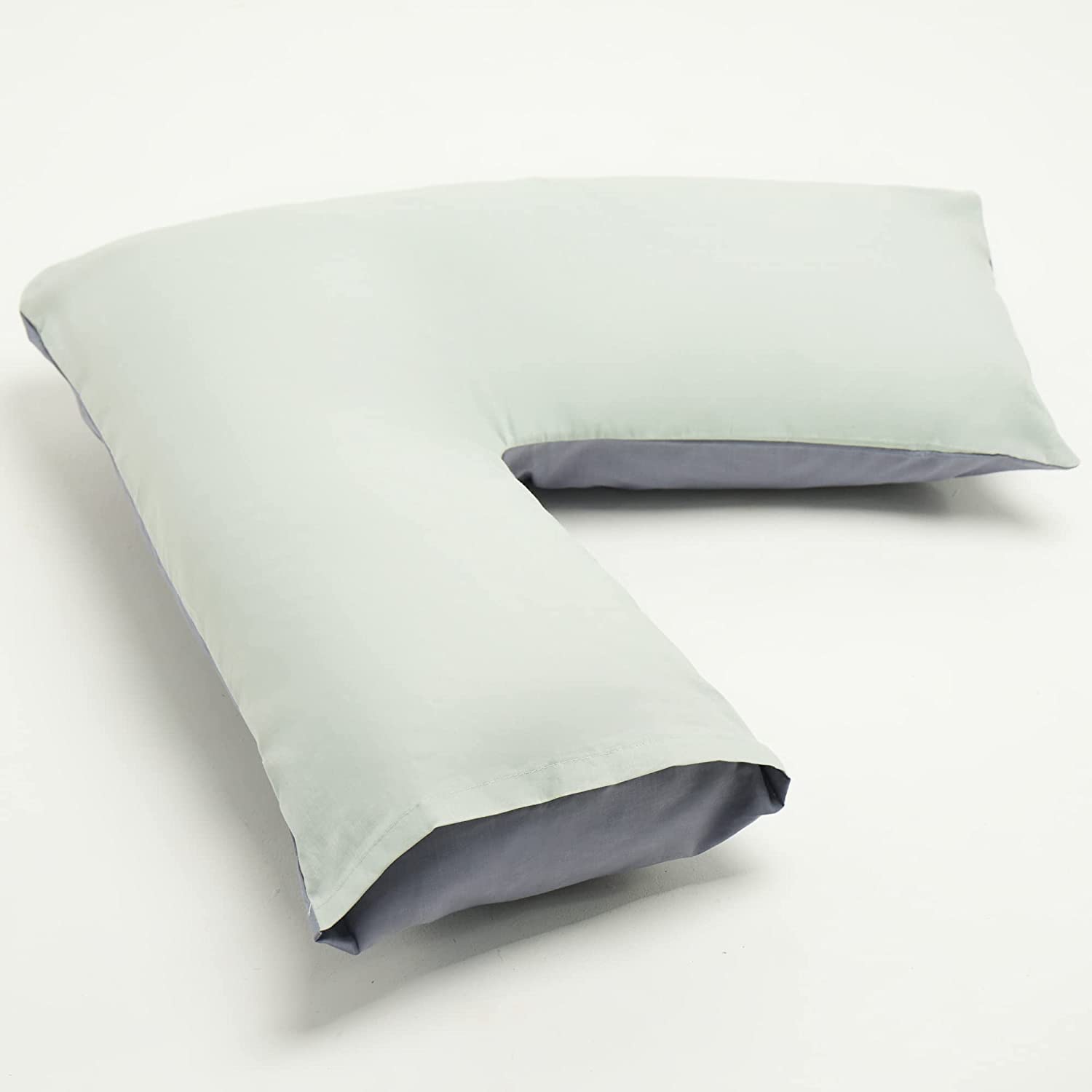 HOMES-LINEN V Pillow Orthopaedic V Shaped Pillow Extra Cushioning Support For Head Neck & Back Includes Complimentary FREE V Pillow Case (DUCK EGG/GREY, V-Pillow With Cover) — image 1