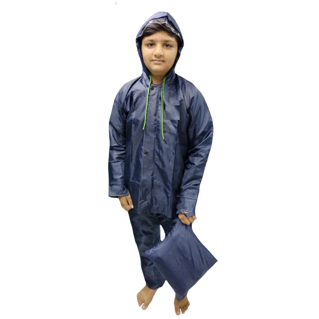 D8211K Rain Coat for Chindren's, Waterproof Raincoat for Kids with Pant Set, Rain Coat for Children with Bag (Blue, 6 Years - 7 Years) 4