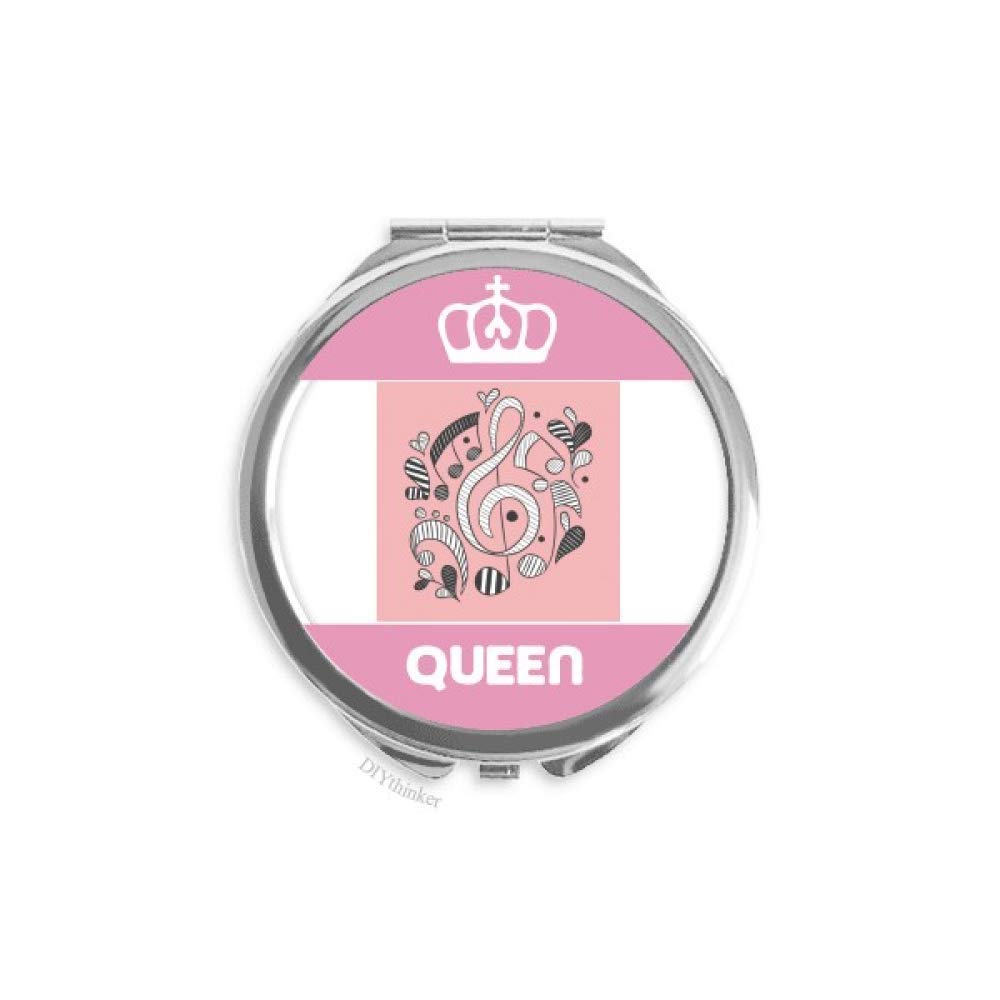 Miroir de maquillage de poche double face rose et compact à motif musique