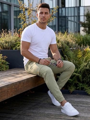 Image of ANNI Designer Men Cargo Pants Cotton Solid | Cargo Pants for Men | Mens Cargo Trouser | Multi Pocket Cargo Pant Regular Fit | Casual Stylish Bottom Wear for Mens Comfortable Clothing