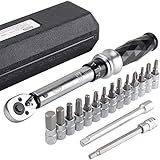 【Fehlerfreie Verwendung】Machen Sie sich immer Sorgen, dass die Schrauben zu fest oder zu locker sind und Probleme verursachen? Dieser hochpräzise 1 / 4-Zoll-Drehmomentschlüssel beseitigt diese Situation. Das Drehmomentschlüssel Set enthält 6 x Innensechskant, 6 x Torx, 2 x Kreuz, Steckschlüssel HW5, 100mm Verlängerung und so weiter.【Fehlerfreie Verwendung】Machen Sie sich immer Sorgen, dass die Schrauben zu fest oder zu locker sind und Probleme verursachen? Dieser hochpräzise 1 / 4-Zoll-Drehmomen