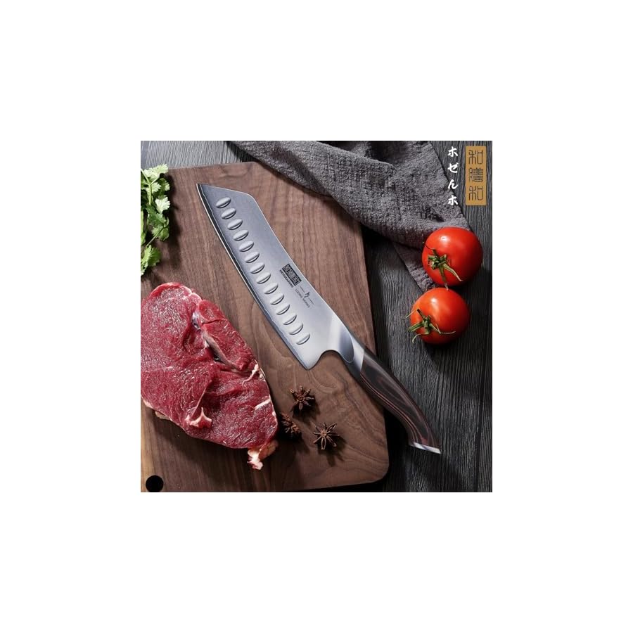 HOSHANHO 7 Inch Japanese Chef Knife, Ultra Sharp High Carbon Stainless Steel AUS-10 Kitchen Knife, Professional Santoku Knives with Ergonomic Pakkawood Handle