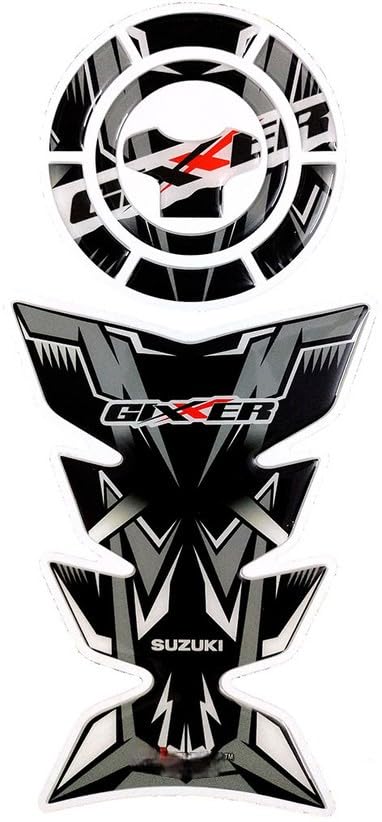 Image of Bike Tankpad Compatible for Suzuki Gixxer, Black and Grey Design (D)