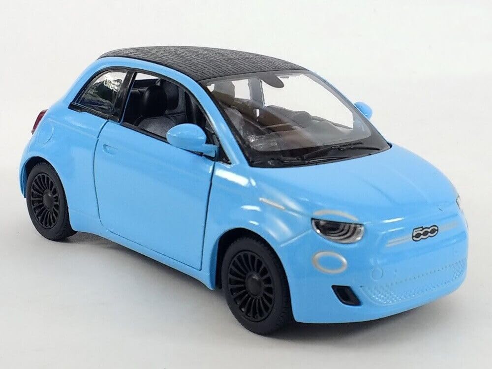 Easy Toys Model Car Compatible with Fiat 500e Pastel. Scale Toy Car with Opening Doors. Car modeling. (500e light blue)