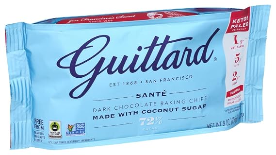 GUITTARD 72% Sante Dark Chocolate Baking Chips, 9 OZ