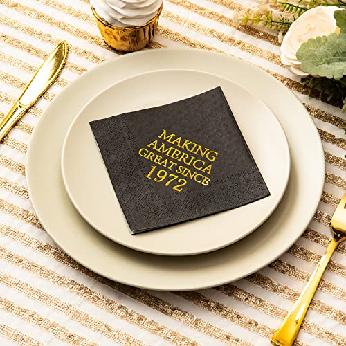 Crisky NPK020-50YEAR-BLACKGOLD-50 50Th Birthday Disposabel Napkins Black And Gold Dessert Beverage Cocktail Cake Napkins 50Th Birthday Decoration Party Supplies thumb #5