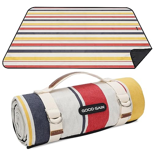Image of G GOOD GAIN Waterproof Picnic Blanket Portable with Carry Strap for Beach Mat or Family Outdoor Camping Party (Lipstick Red)