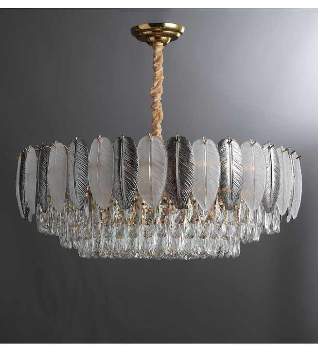 Image of Liner Crystal Chandelier for diningTable /Jhumar /Jhoomar Light for Hall, Chandelier for Living Room Smart Voice Assist (Google, Alexa), App Control 3 Color