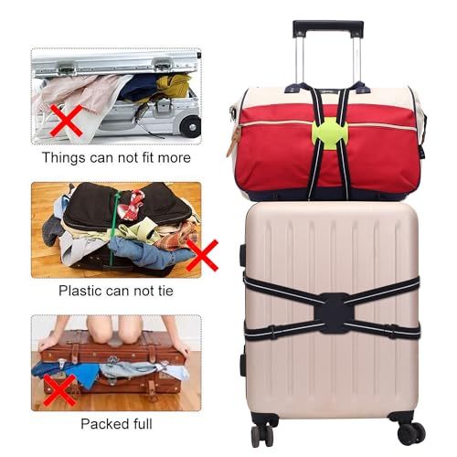 Image of GUANJUNX Luggage Straps for suitcases, Bag Bungees Travel Accessories Belt | Bag Bungee for Luggage,Adjustable Size Luggage Straps and High Elastic Travel Accessories , Free Your Hand on Traveling