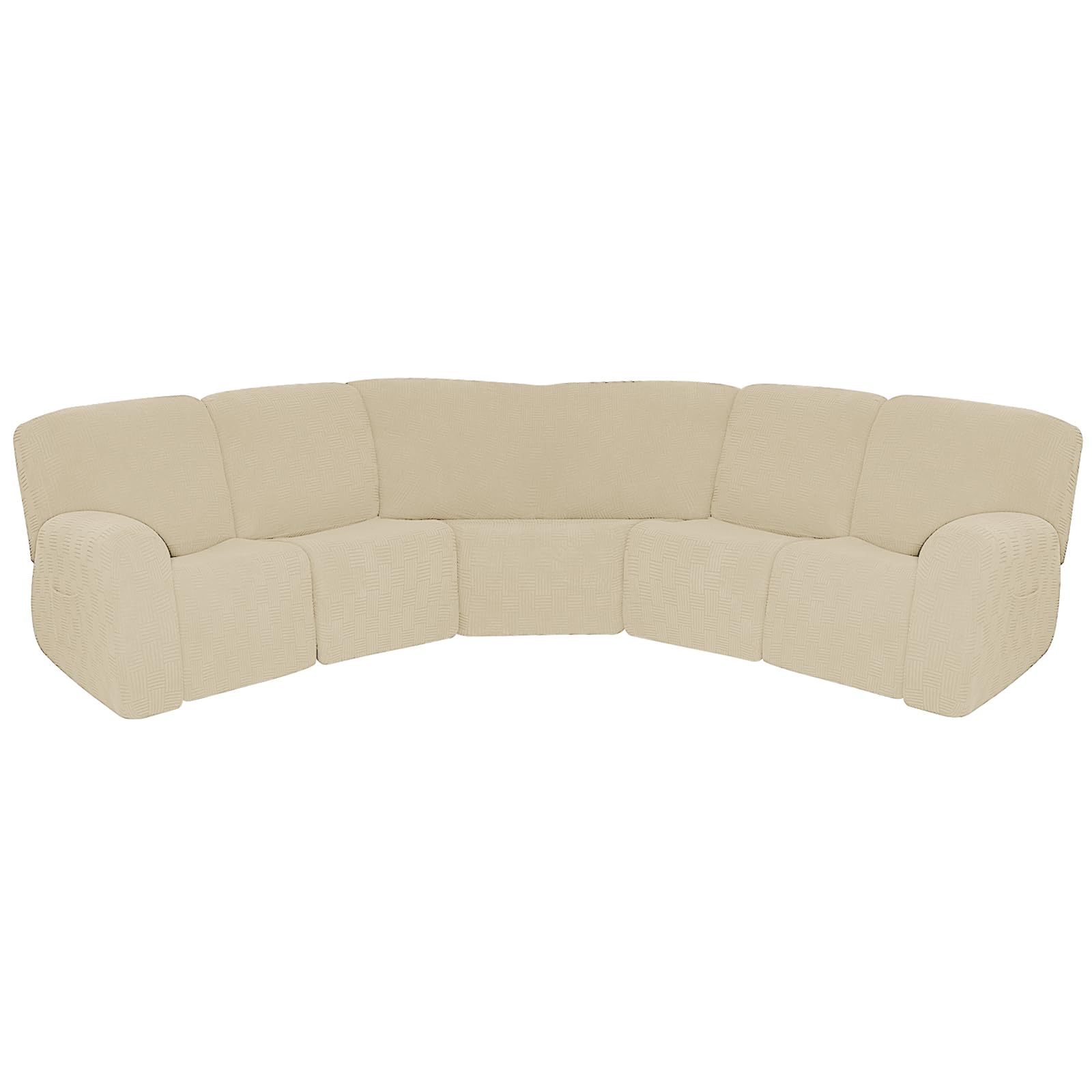 HYPIQQ L Shape Sectional Recliner Sofa Covers 5 Seat 7 Piece Stretch Reclining Couch Covers for Reclining L Shape Sofa Furniture Protector Cover,Beige,5 Seat