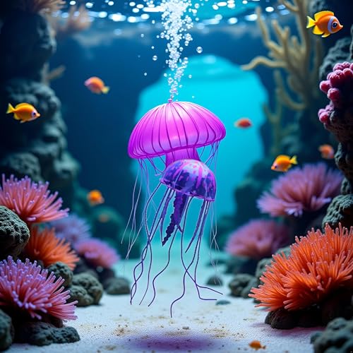 Image of Purple Artificial Simulation Glowing Jellyfish Suitable for Fish Tank,Aquarium Decoration Popular Ornaments, Aquarium Decor