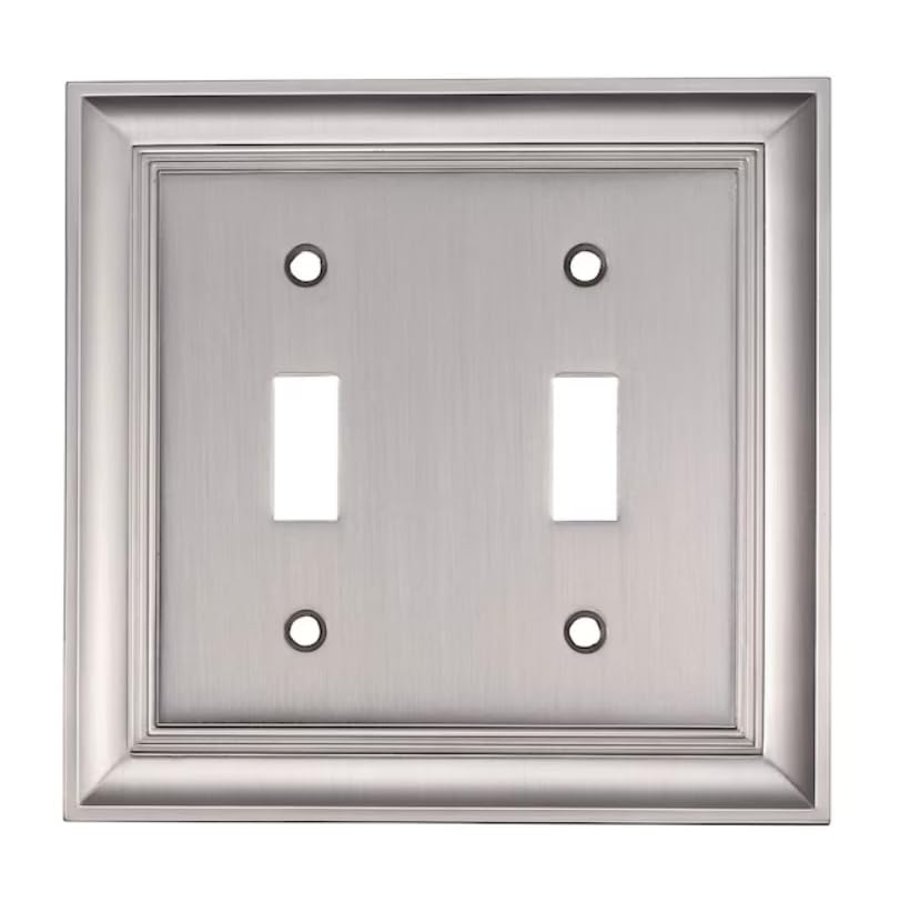 Allen + roth Cosgrove 1-Gang Satin Nickel Double Toggle Wall Plate