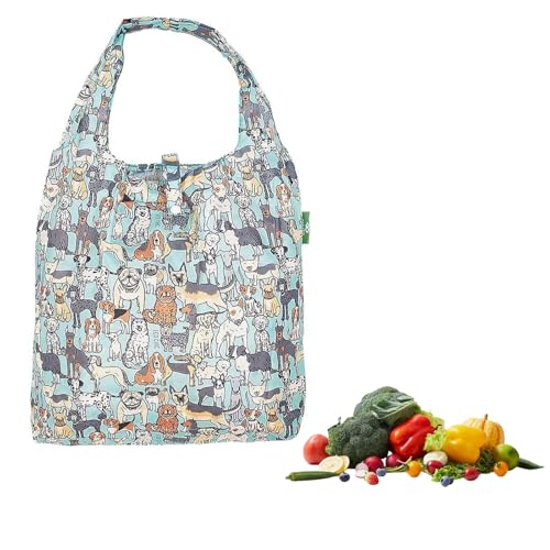 1pcs Foldable Eco-Friendly Shopping Bag,Lightweight Reusable Shopping Bag Water Resistant Tote Bag,Large Foldable Shopping Tote Bag Cartoon Dog Handbag for Shopping Travel Picnic Daily Use in Pocket