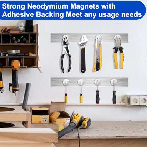 Image of 10Pcs Super Strong Magnets, 32x3mm Heavy Duty Rare Earth Magnet with Double-Sided Adhesive, Premium Powerful Neodymium Disc Magnets for Refrigerator, DIY, Scientific, Craft, Office