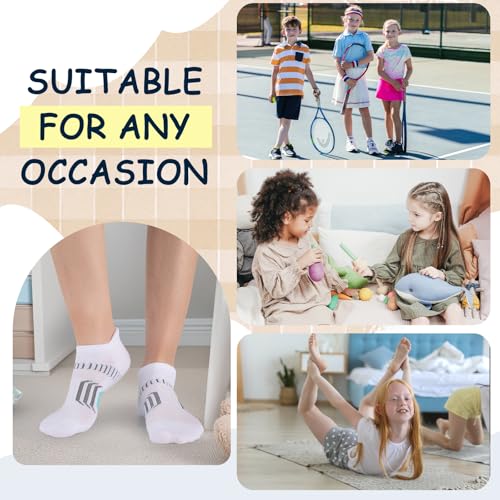 Comfoex 10 pares de meias atléticas de cano curto acolchoadas de algodão para corrida para meninas 4