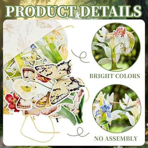 Image of SUNBEAUTY Wildflower Butterfly Happy Birthday Banner Spring Floral Birthday Decorations Pre-Strung Butterfly Flower Garden Decor for Girls Women Baby Shower Wedding Tea Party