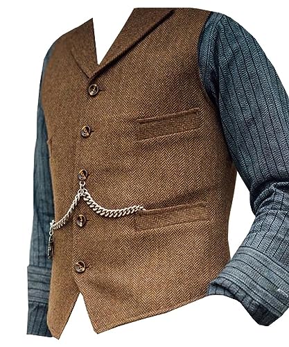 Mens Classic Wool Tweed Suit Vest Casual Sleeveless Jacket Herringbone Waistcoat for Tuxedos for Tuxedos2