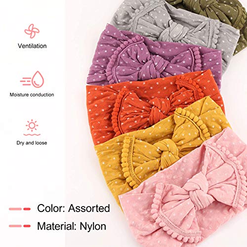 Minkissy 6 peças de turbante para bebês, faixa de cabelo macia e fofa, acessórios de cabelo para beb