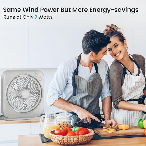 AMACOOL Table Fan, 12 inch Box Fan with 3 Adjustable Speeds & 8HRS Timer, Adjustable Angle Quiet Air Circulator, Desktop Fan for Bedroom Bathroom Kitchen Office, AC Adapter Included-Grey by AMACOOL - Image 3