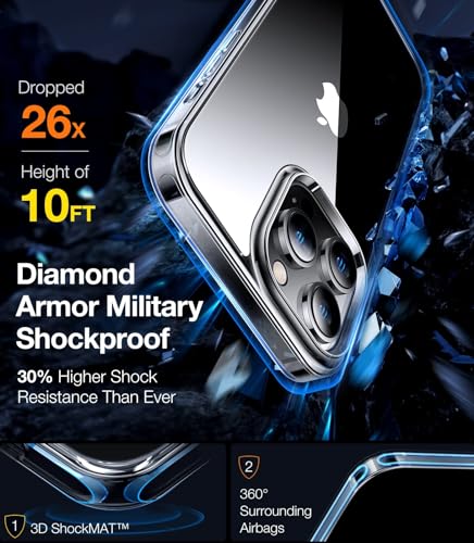 Image of TORRAS Diamond Clear Designed for iPhone 14 Pro Max Case, [10FT Military Grade Drop Tested] [Non-Yellowing] Shockproof Protective Hard Back Slim Clear Case for iPhone 14 Pro Max, 6.7 Inch, Clear